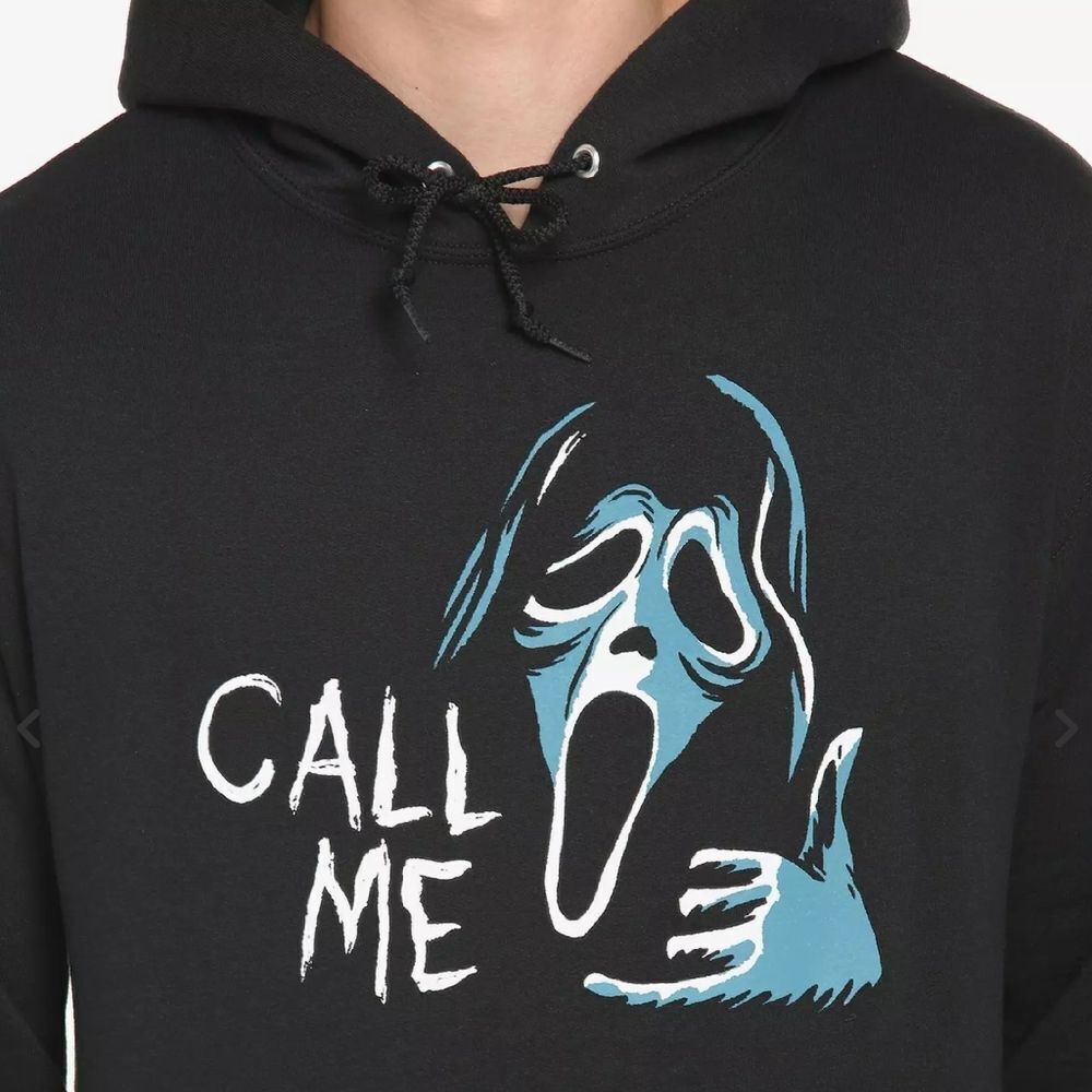 Hot Topic Ghost Face Tonal Black Blue Unisex Fleece Hoodie Men's Small